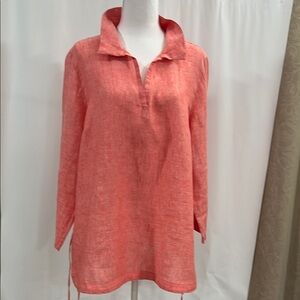 LINEN 100 %
Sigrid Olsen Orange Long Sleeve Polo Tunic